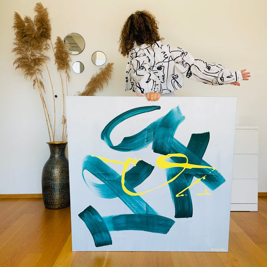 Moderne abstrakte Kunst auf Leinwand von FLOR.